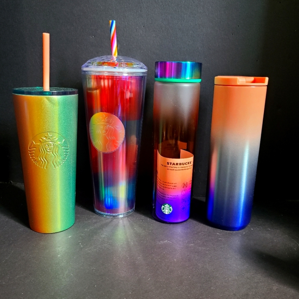 4 Rainbow Variety Starbucks Tumblers